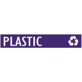 Outdoor Recycling Decal for GeoCube Recycling Receptacle - White on Clear, “PLASTIC”